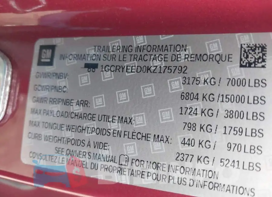 1GCRYEED0KZ175792 Photo# 9