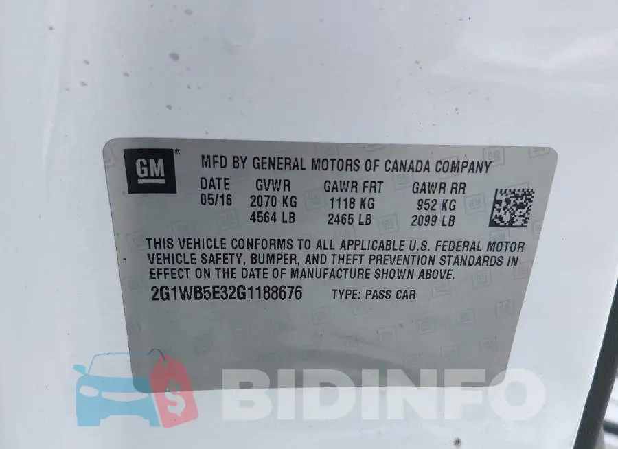 2G1WB5E32G1188676 Photo# 9