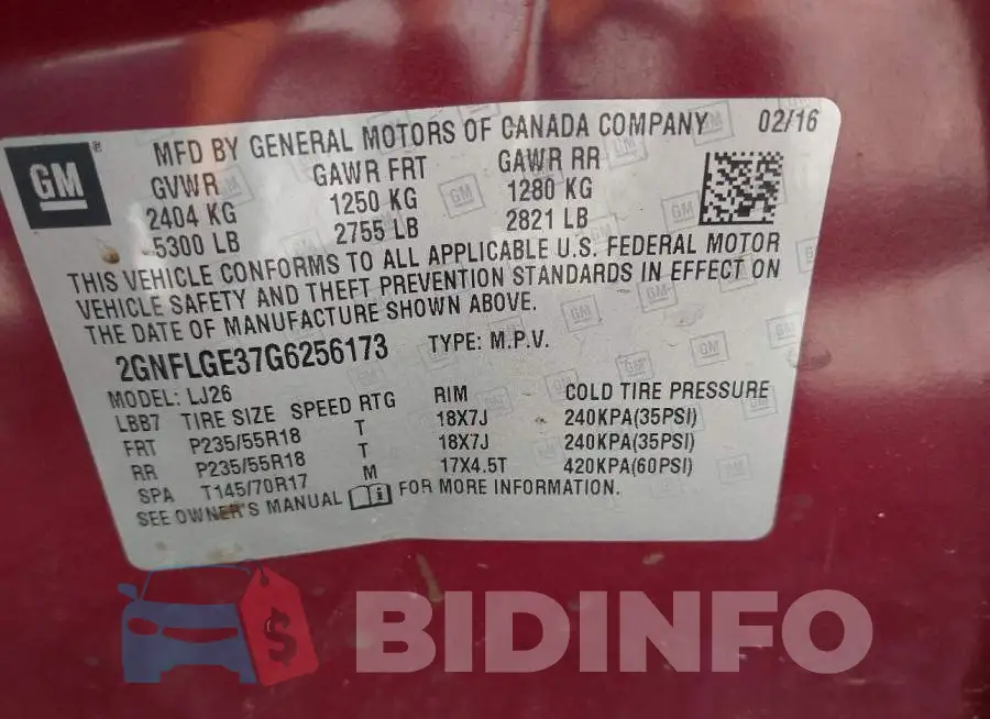 2GNFLGE37G6256173 Photo# 9
