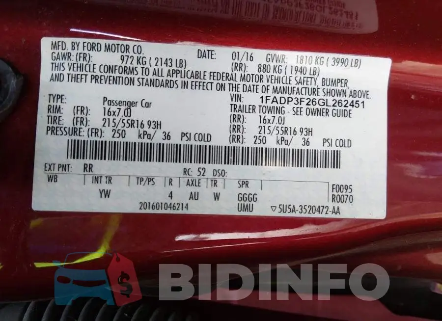 1FADP3F26GL262451 Photo# 9