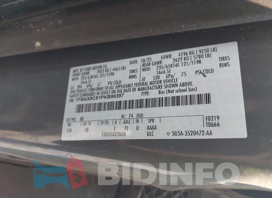 1FBAX9C81PKB90397 Photo# 9