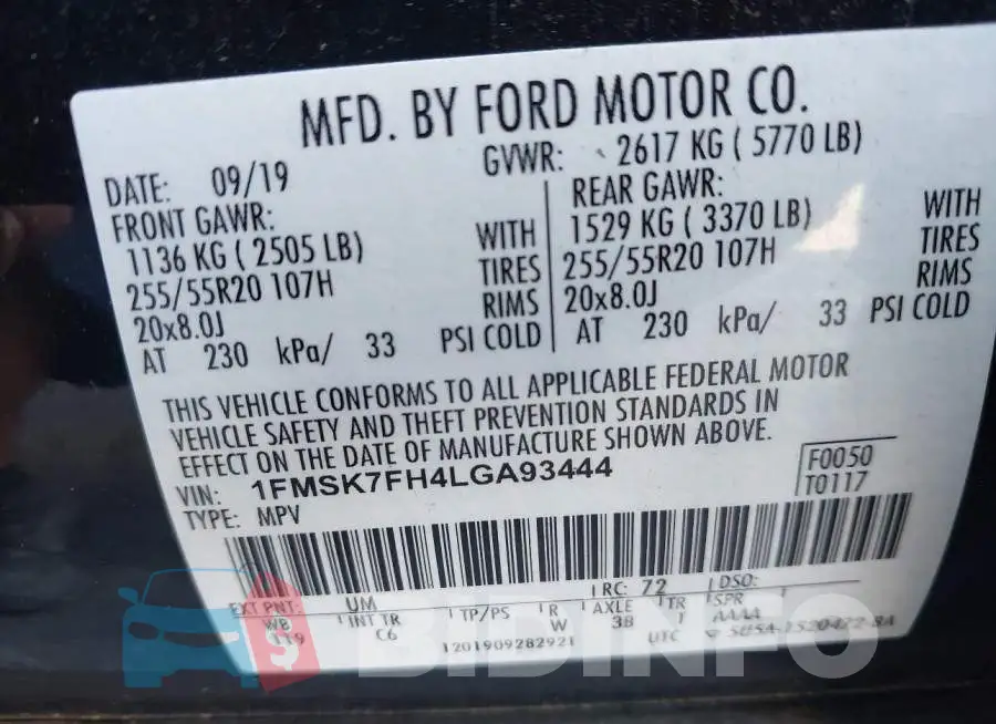 1FMSK7FH4LGA93444 Photo# 9