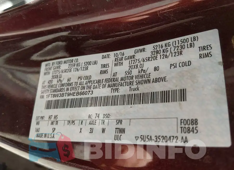 1FT8W3BT9HEB66073 Photo# 9