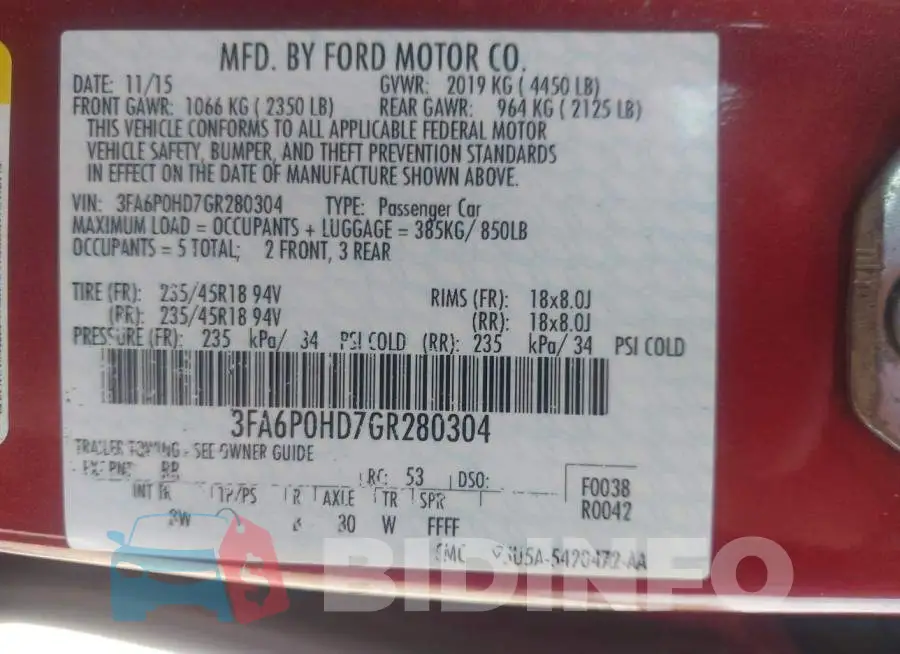 3FA6P0HD7GR280304 Photo# 9