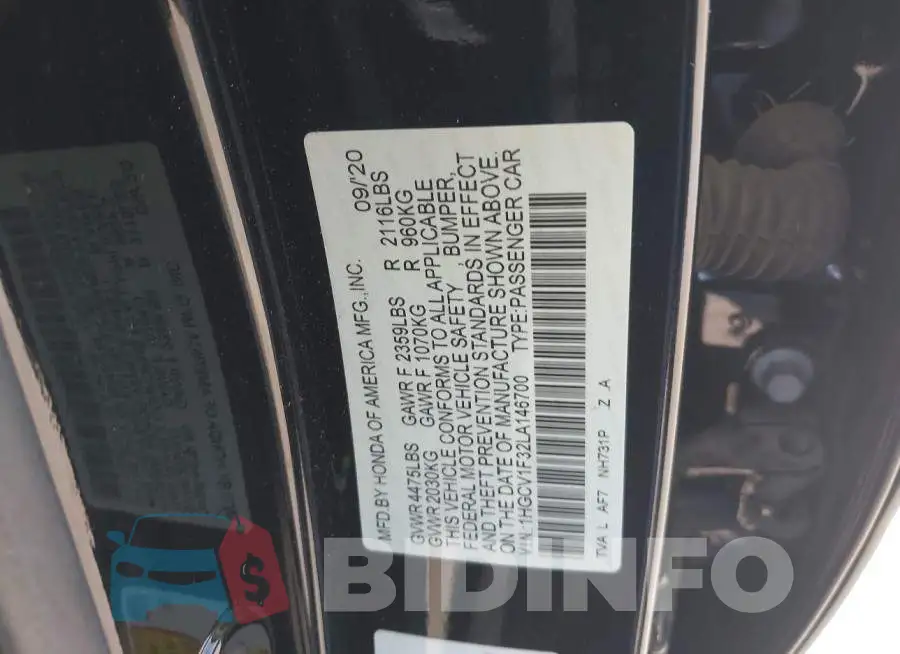 1HGCV1F32LA146700 Photo# 9