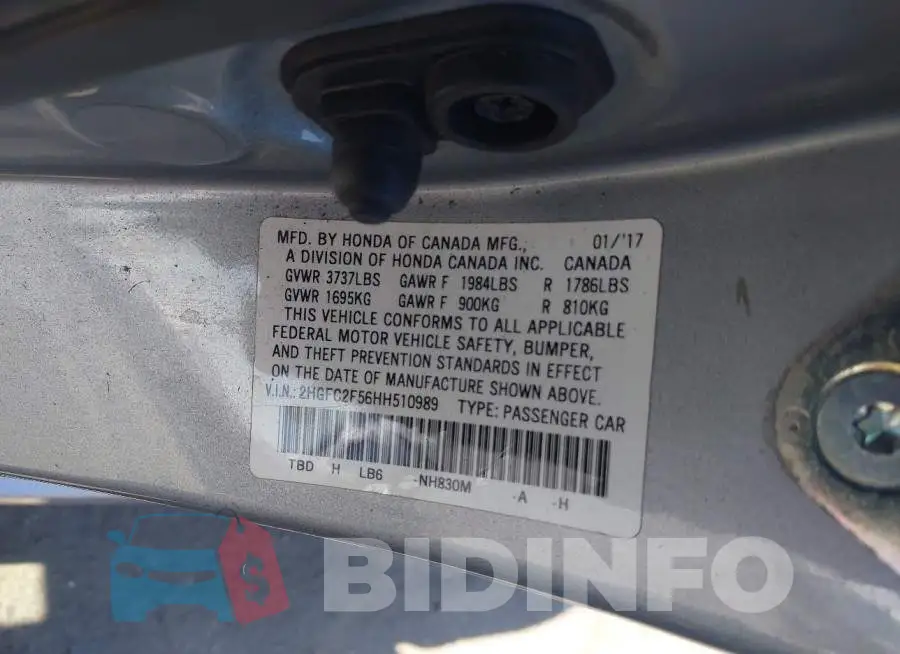 2HGFC2F56HH510989 Photo# 9