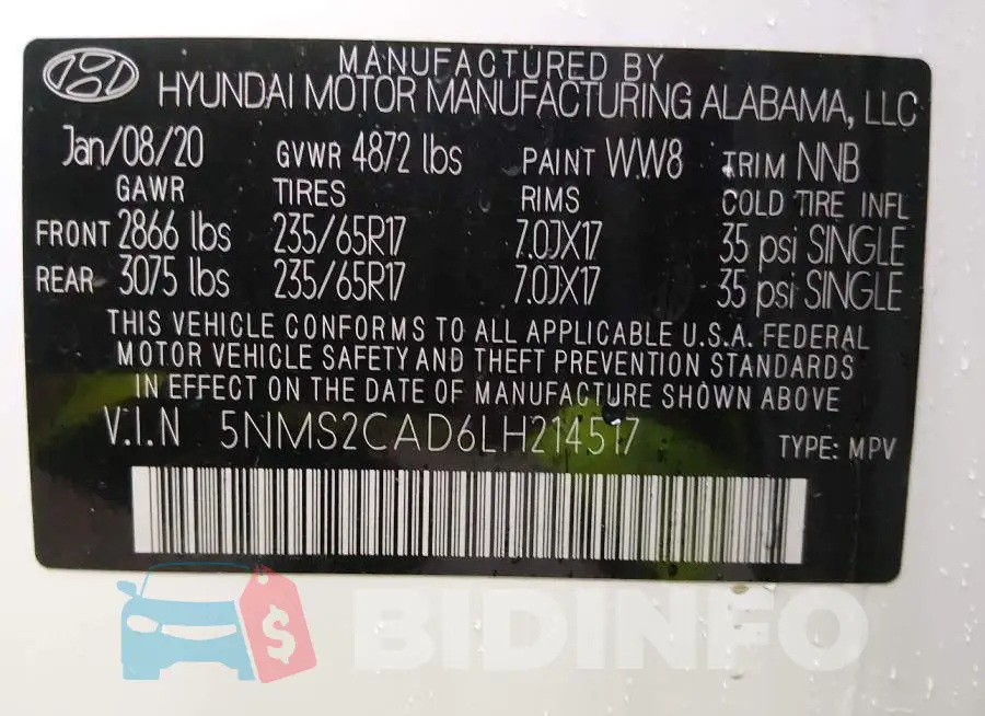 5NMS2CAD6LH214517 Photo# 9