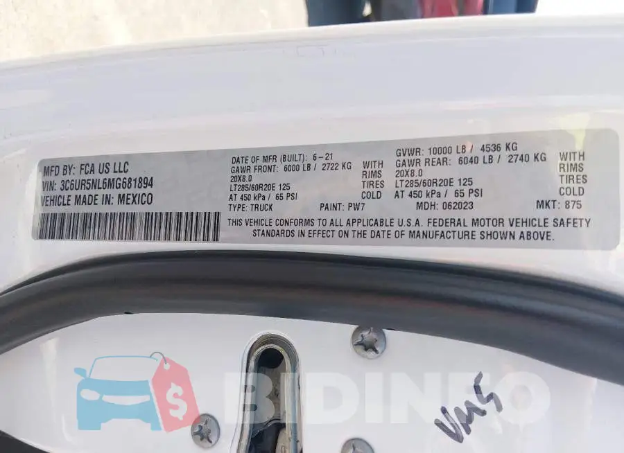 3C6UR5NL6MG681894 Photo# 9