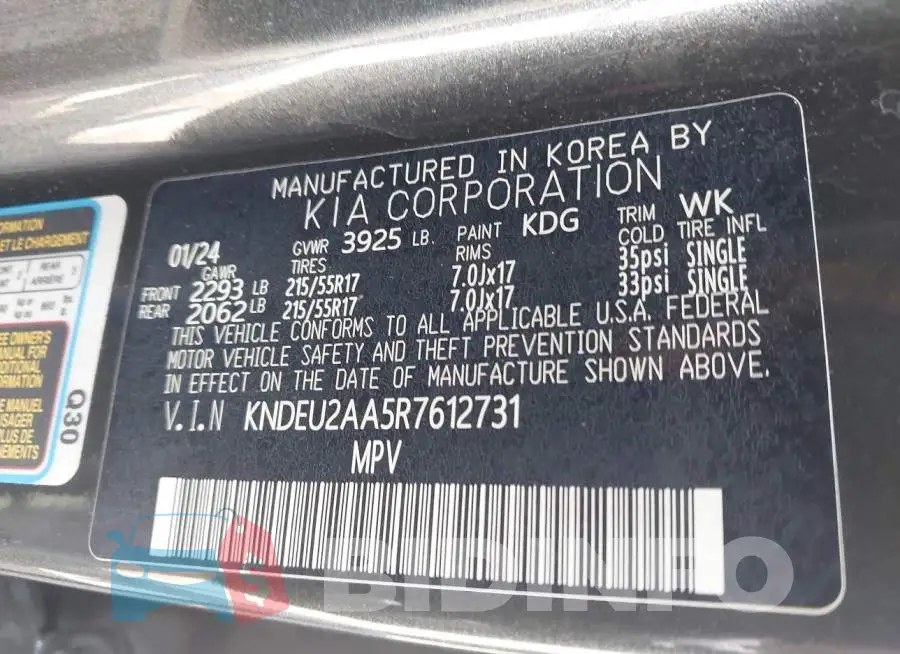 KNDEU2AA5R7612731 Photo# 9