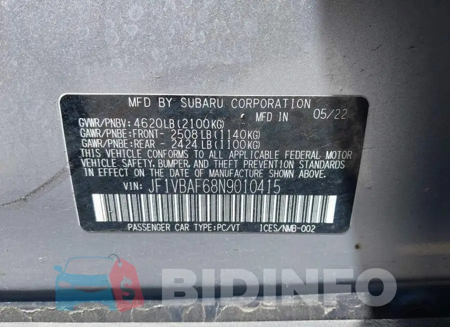JF1VBAF68N9010415 Photo# 9