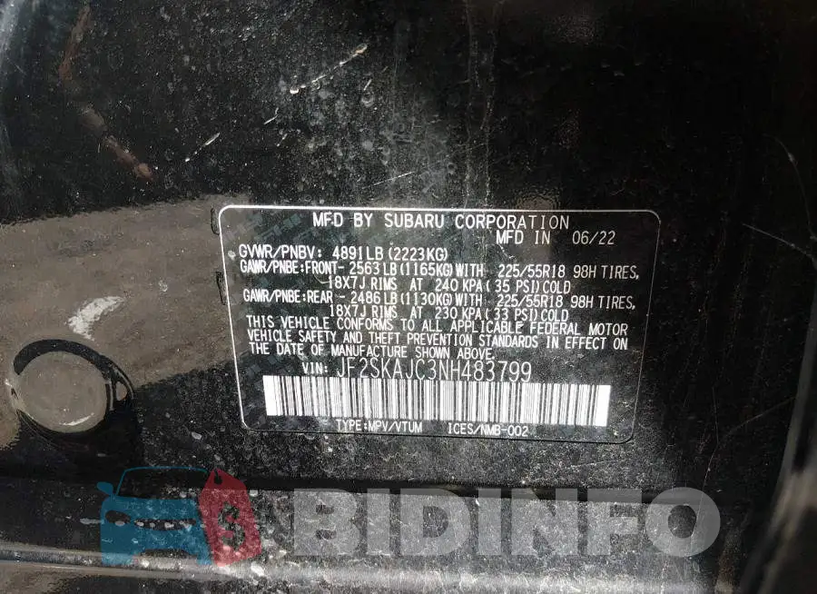 JF2SKAJC3NH483799 Photo# 9