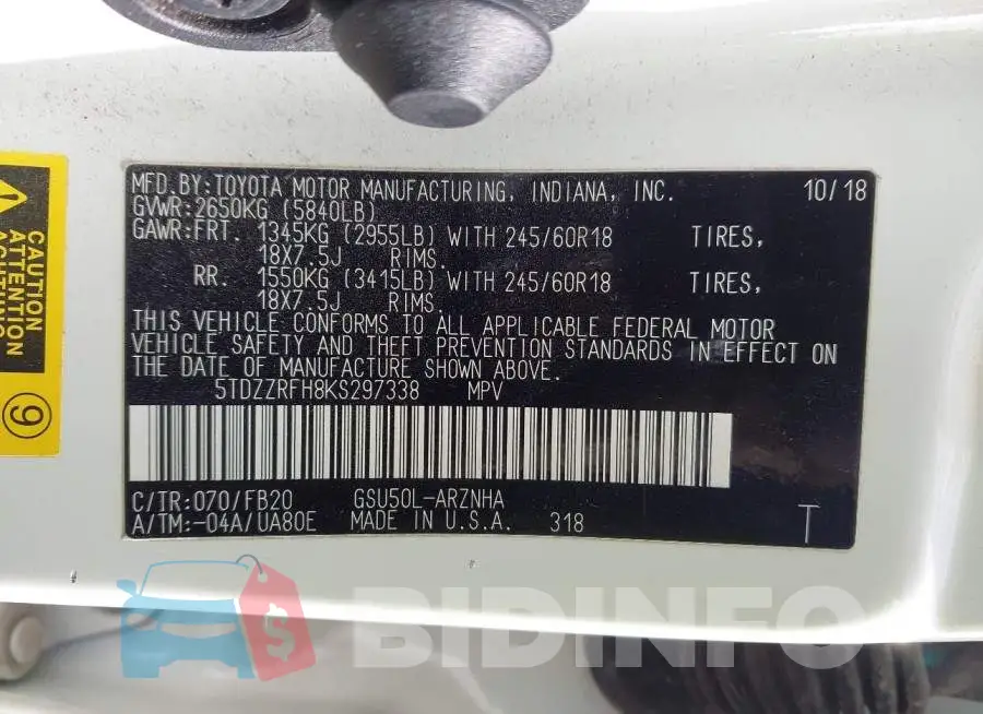 5TDZZRFH8KS297338 Photo# 9