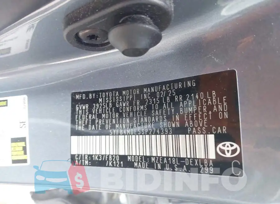 5YFB4MDE5SP274393 Photo# 9