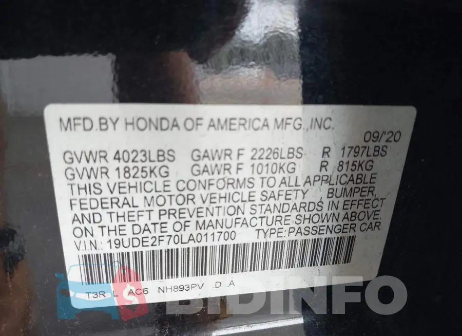 19UDE2F70LA011700 Photo# 9