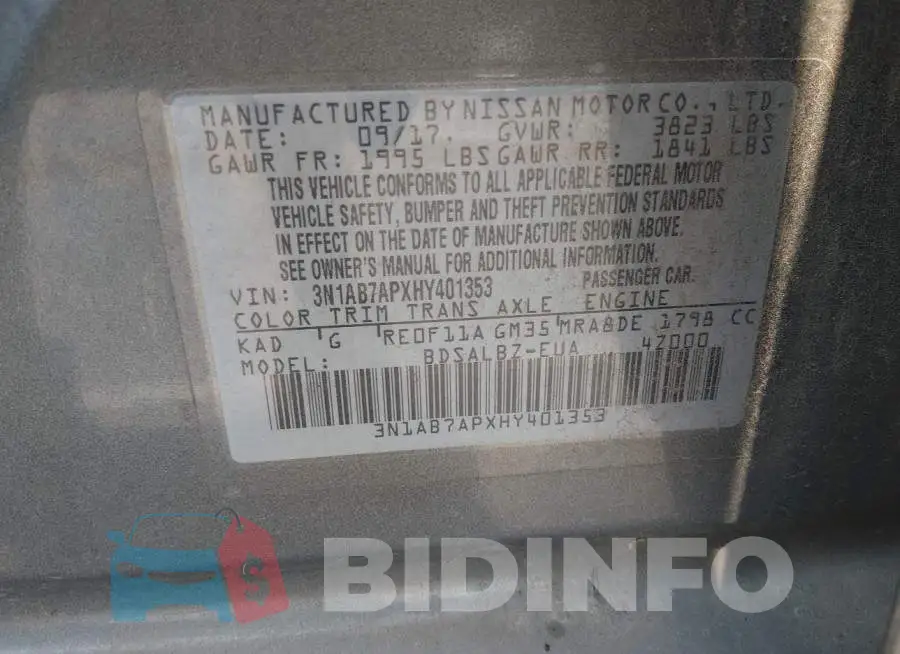 3N1AB7APXHY401353 Photo# 9