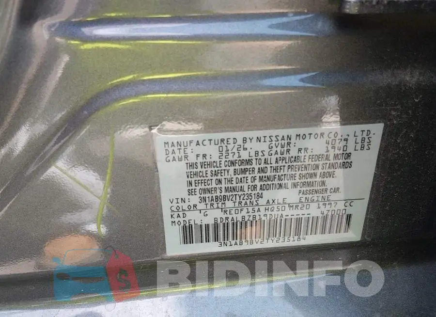 3N1AB9BV2TY235184 Photo# 9
