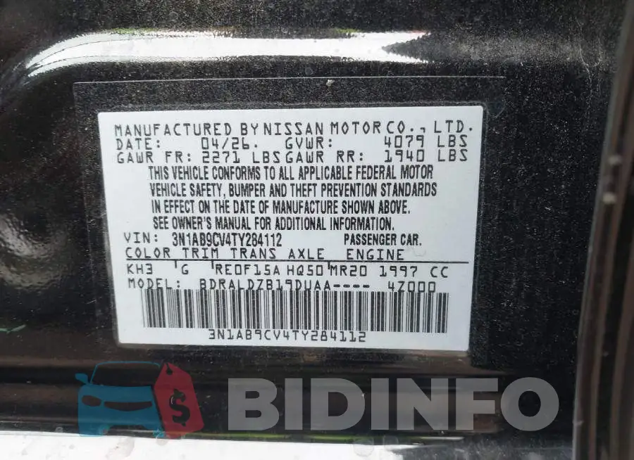3N1AB9CV4TY284112 Photo# 9
