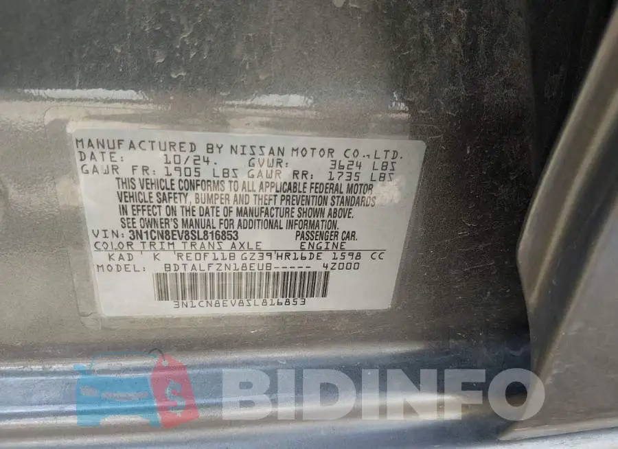 3N1CN8EV8SL816853 Photo# 9