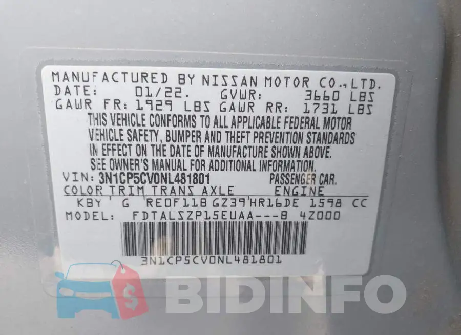 3N1CP5CV0NL481801 Photo# 9