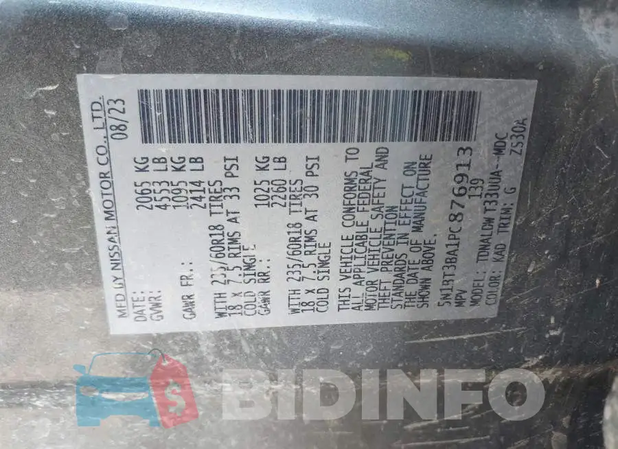 5N1BT3BA1PC876913 Photo# 9