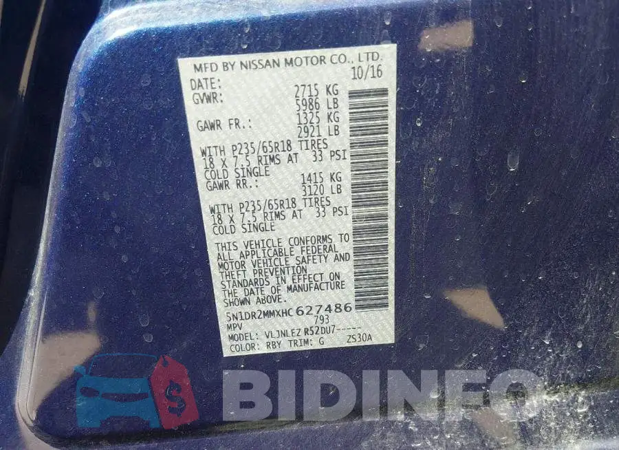 5N1DR2MMXHC627486 Photo# 9