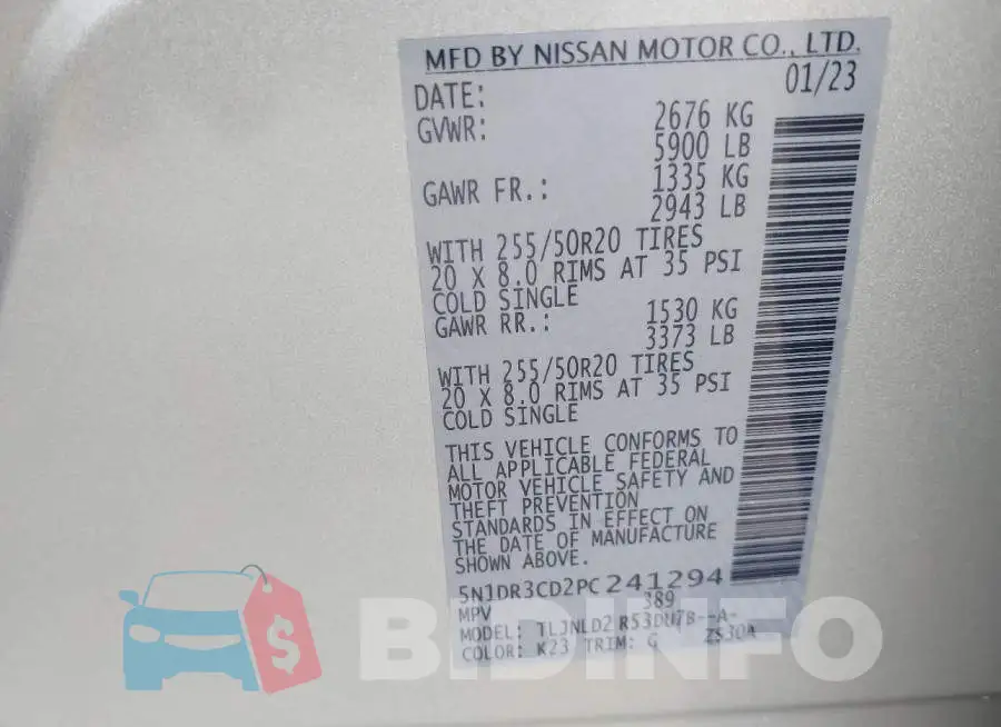 5N1DR3CD2PC241294 Photo# 9