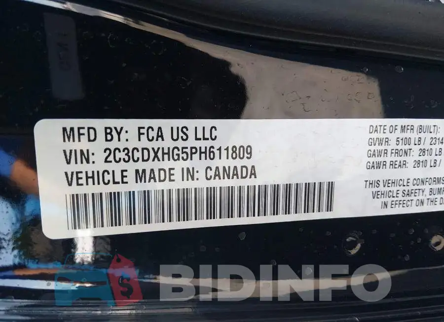 2C3CDXHG5PH611809 Photo# 9