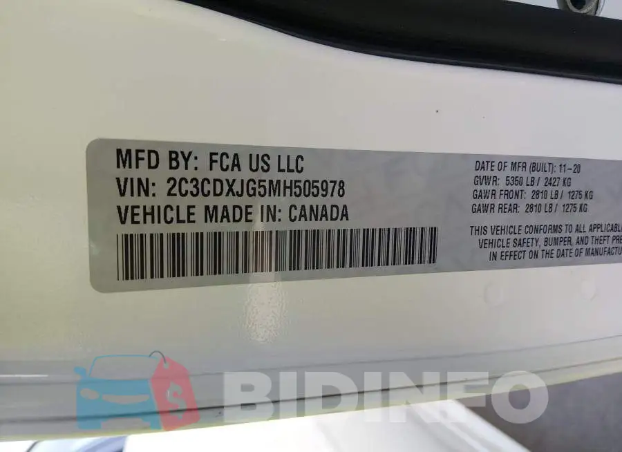 2C3CDXJG5MH505978 Photo# 9
