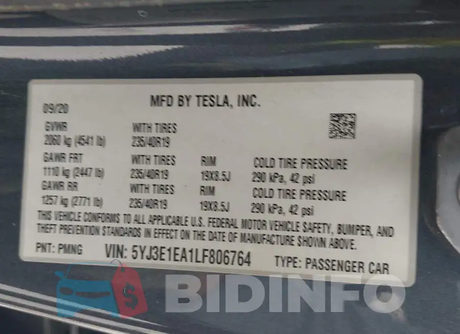 5YJ3E1EA1LF806764 Photo# 9