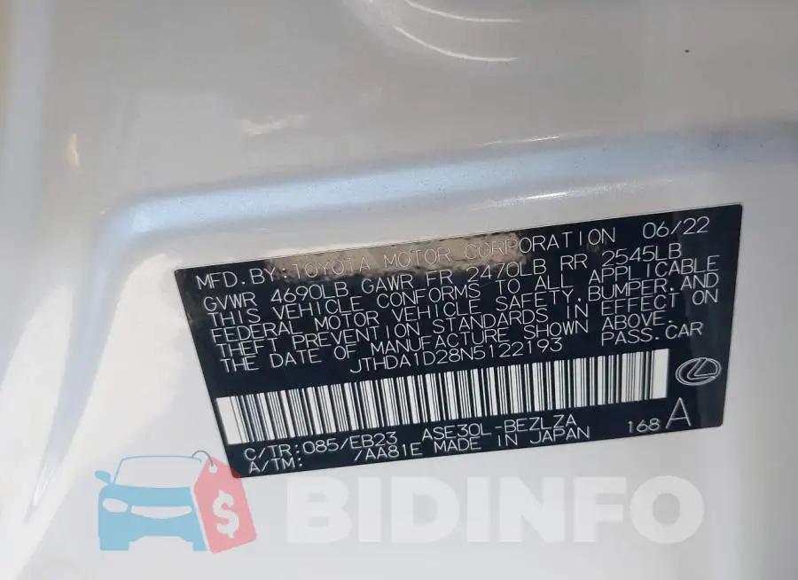 JTHDA1D28N5122193 Photo# 9