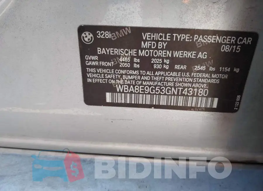 WBA8E9G53GNT43180 Photo# 9