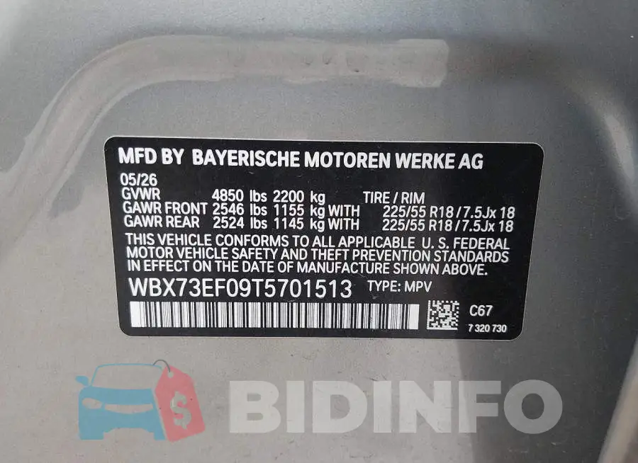 WBX73EF09T5701513 Photo# 9