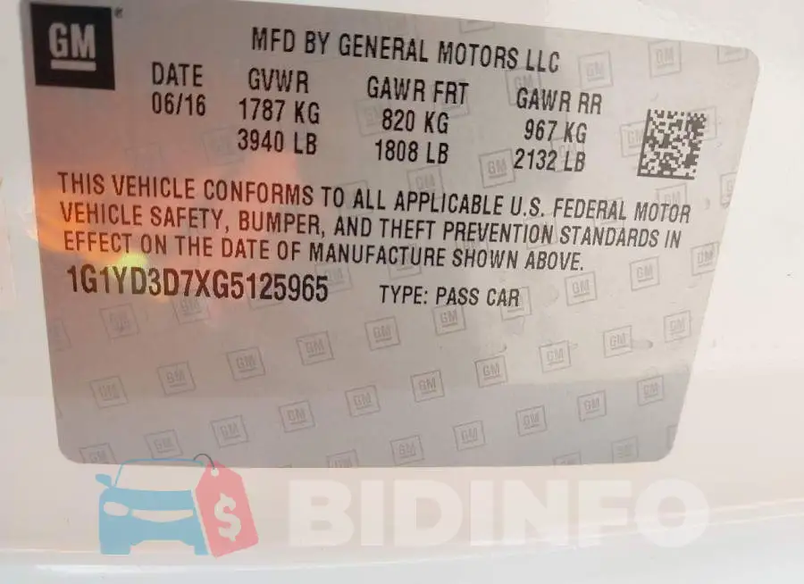 1G1YD3D7XG5125965 Photo# 9