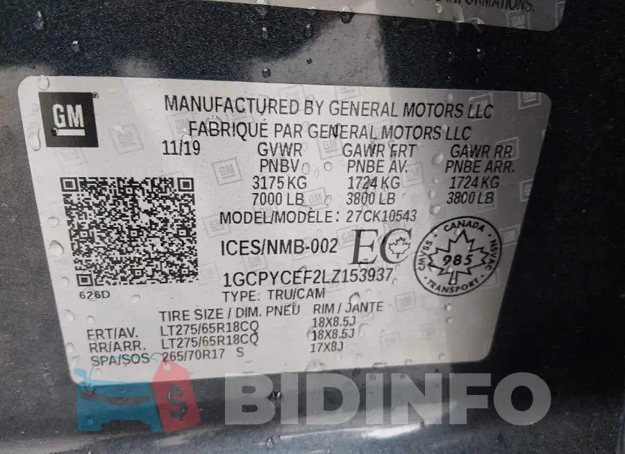 1GCPYCEF2LZ153937 Photo# 9
