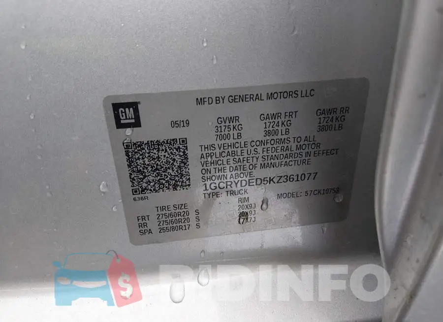 1GCRYDED5KZ361077 Photo# 9