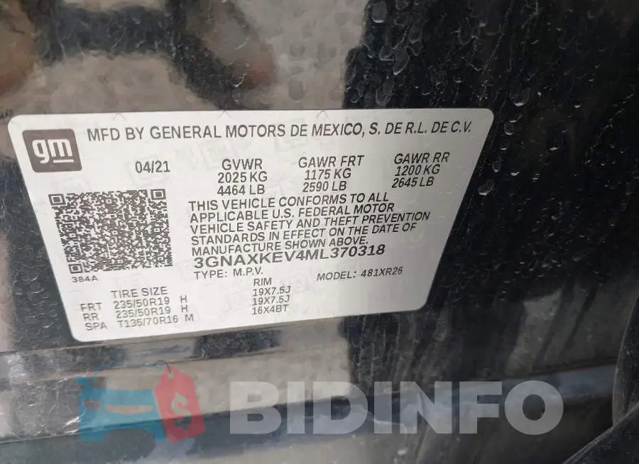 3GNAXKEV4ML370318 Photo# 9