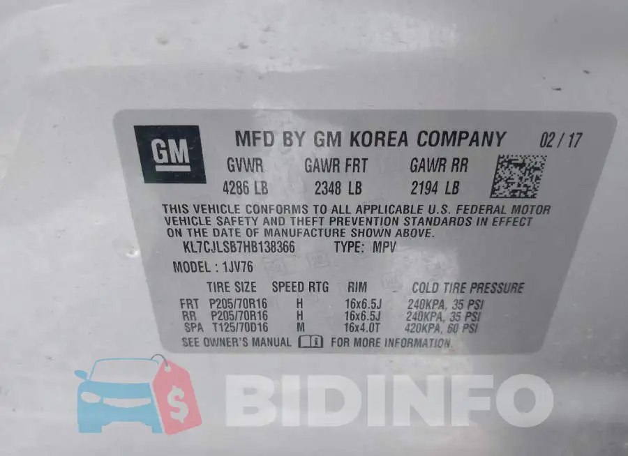 KL7CJLSB7HB138366 Photo# 9