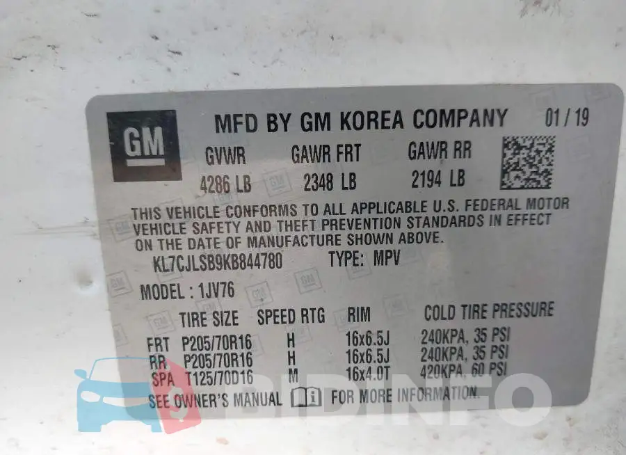 KL7CJLSB9KB844780 Photo# 9