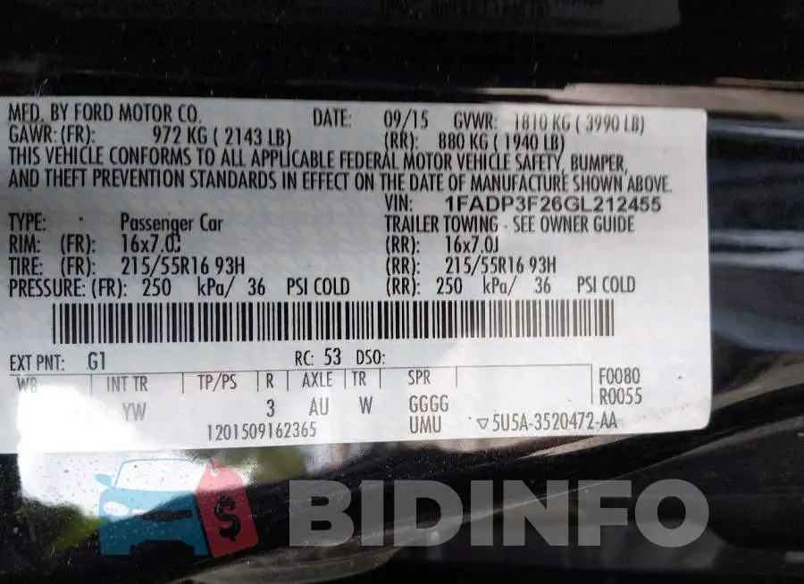 1FADP3F26GL212455 Photo# 9