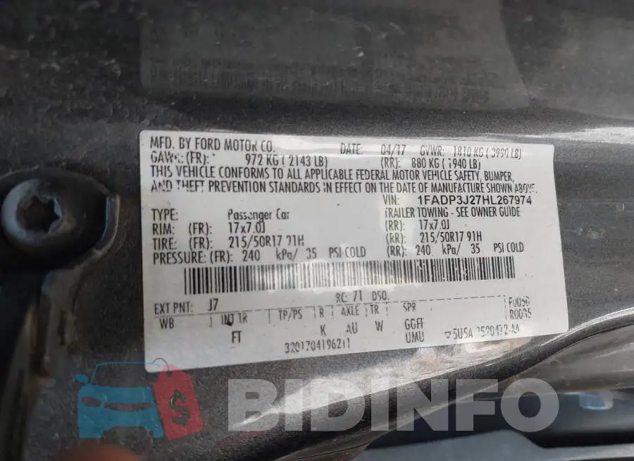 1FADP3J27HL267974 Photo# 9