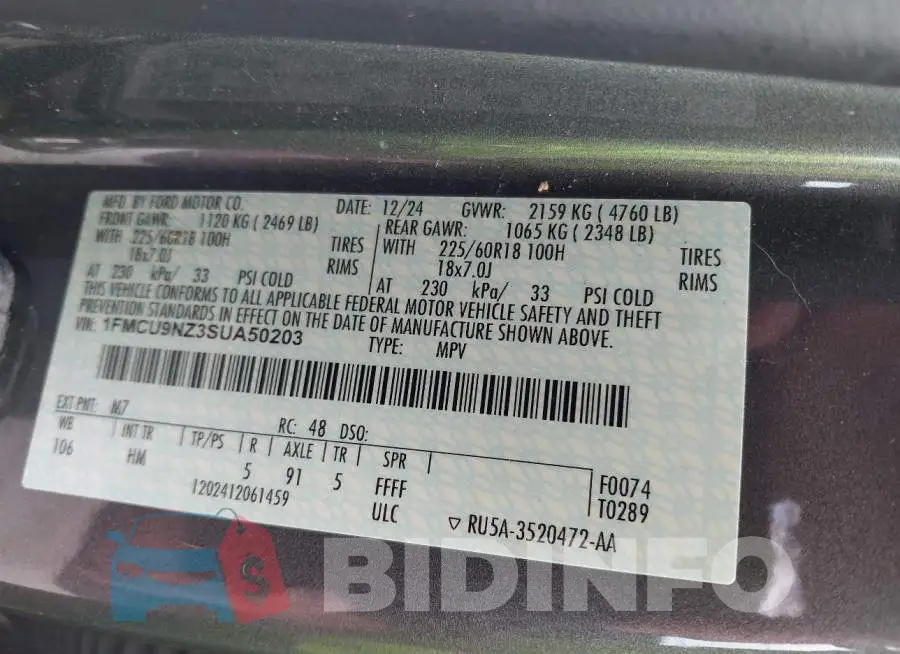 1FMCU9NZ3SUA50203 Photo# 9