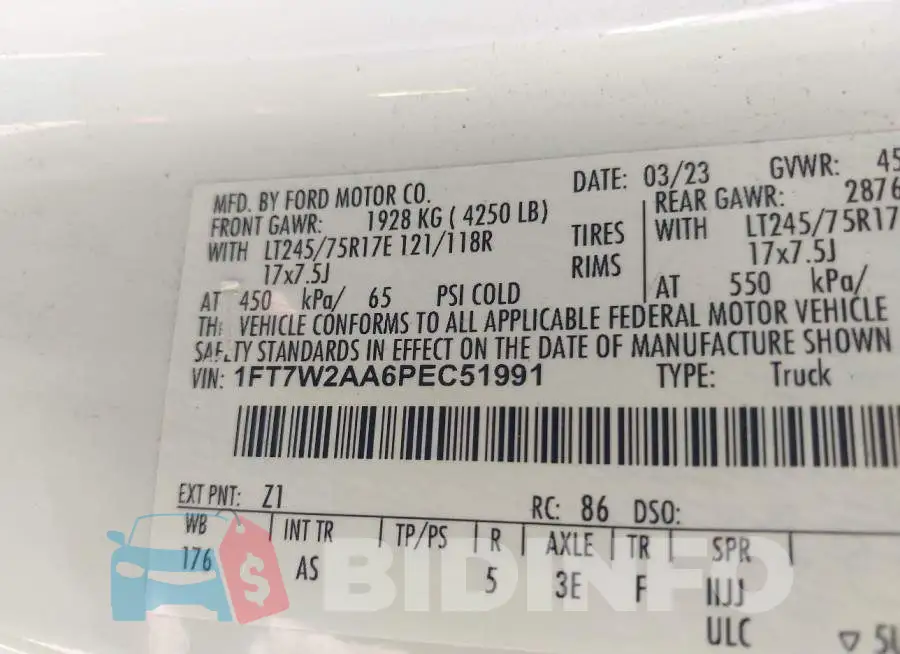 1FT7W2AA6PEC51991 Photo# 9