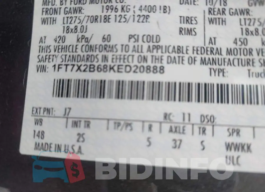 1FT7X2B68KED20888 Photo# 9