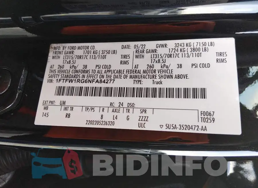 1FTFW1RG6NFA84277 Photo# 9