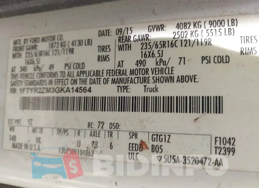 1FTYR2ZM3GKA14564 Photo# 9