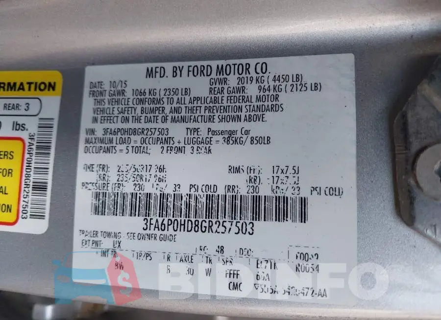 3FA6P0HD8GR257503 Photo# 9