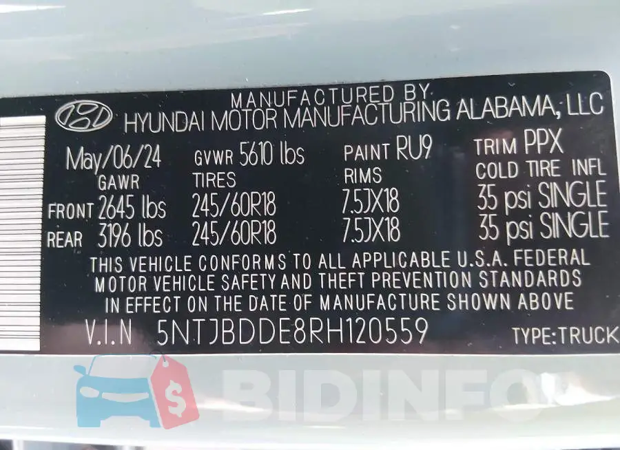 5NTJBDDE8RH120559 Photo# 9