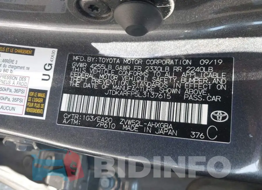 JTDKARFP5L3137615 Photo# 9