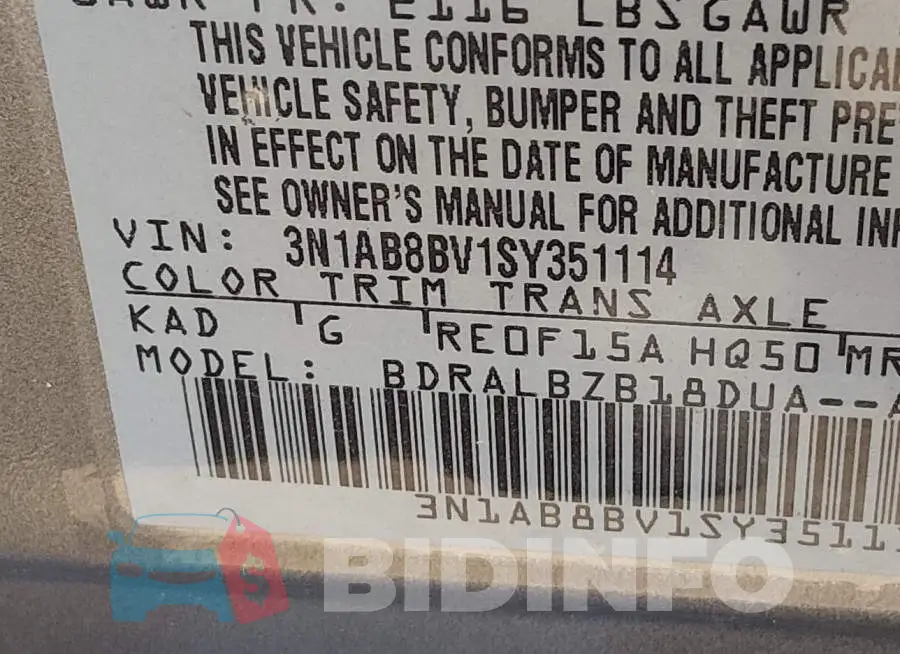 3N1AB8BV1SY351114 Photo# 9