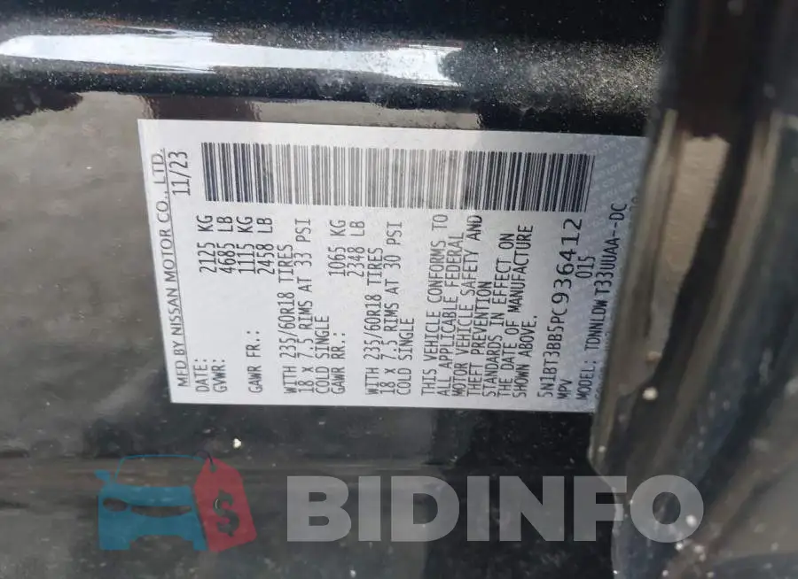 5N1BT3BB5PC936412 Photo# 9